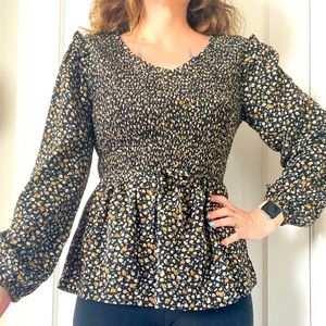 Hayden Brand Boho floral blouse long sleeve medium